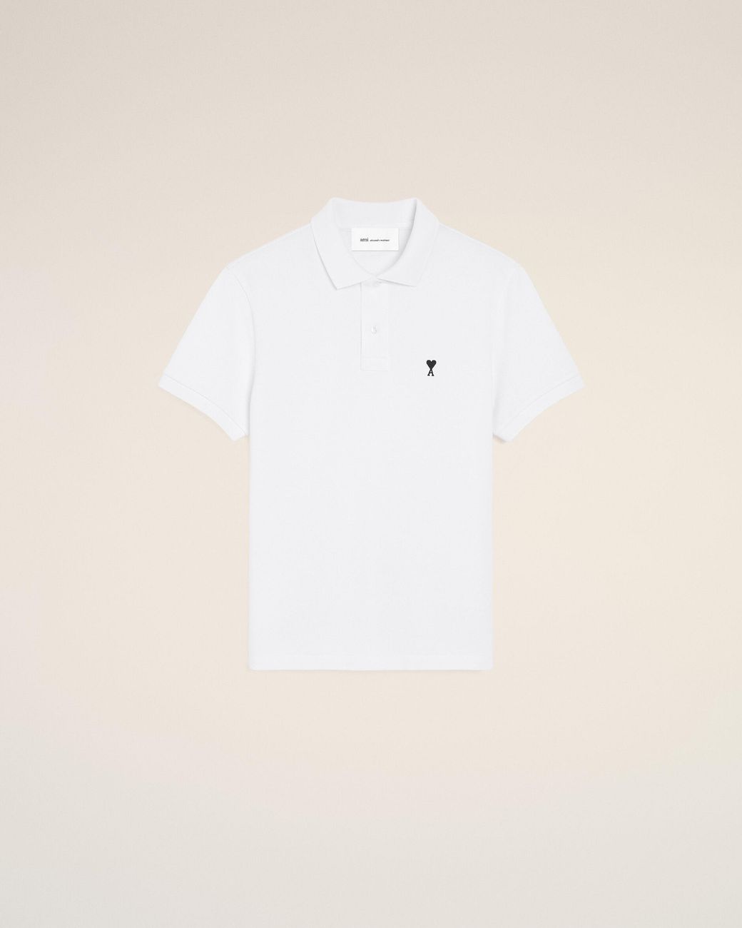 Ami Paris Cotton Short Sleeves Ami De Coeur Polo Shirt in Natural