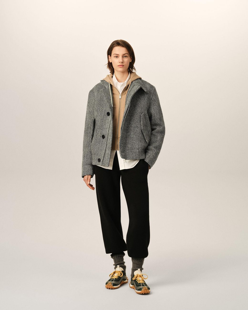 AMI Gray Wool Padded Harrington Jacket
