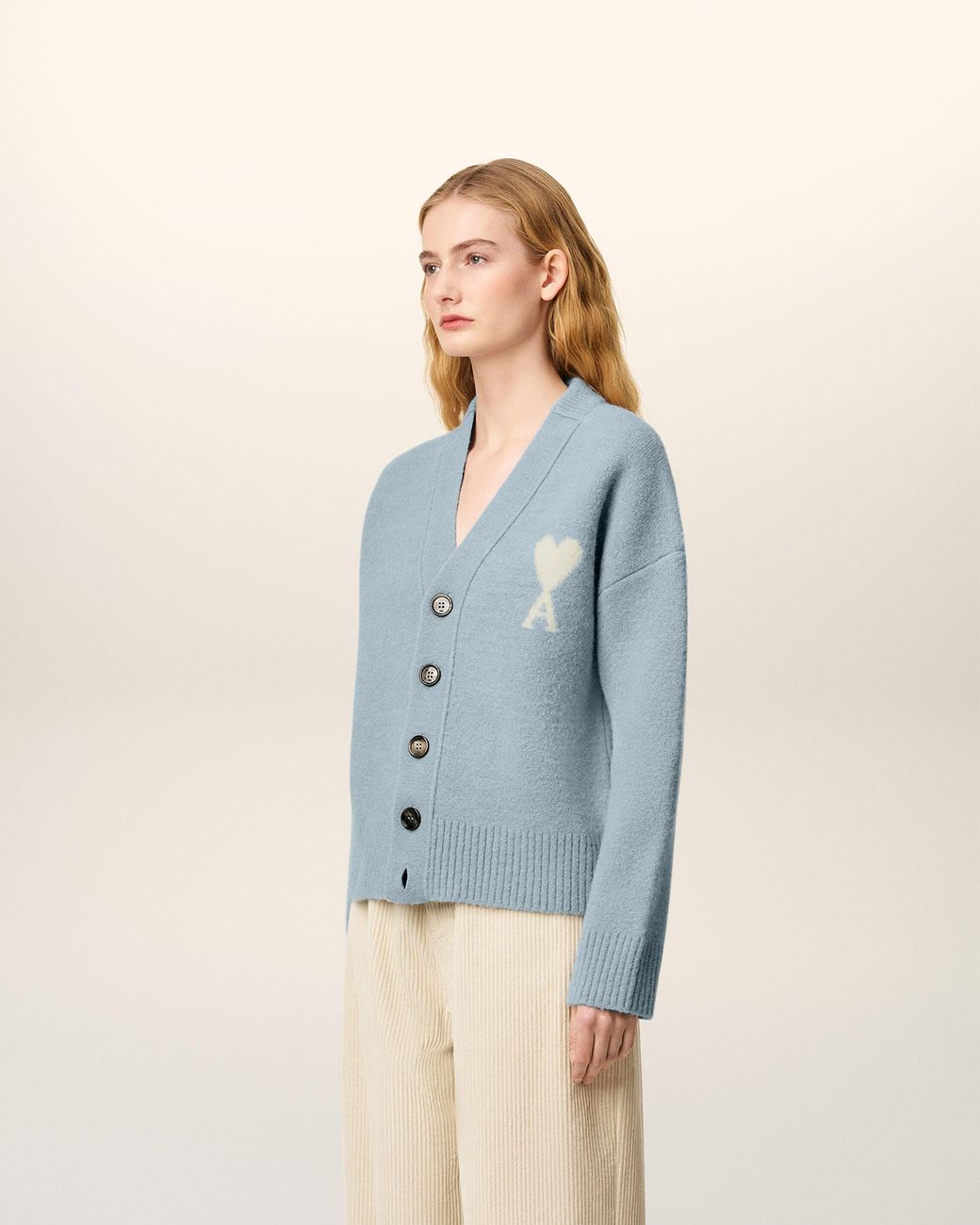 Ami Paris Alpaca Ami De Coeur Cardigan in Blue | Lyst