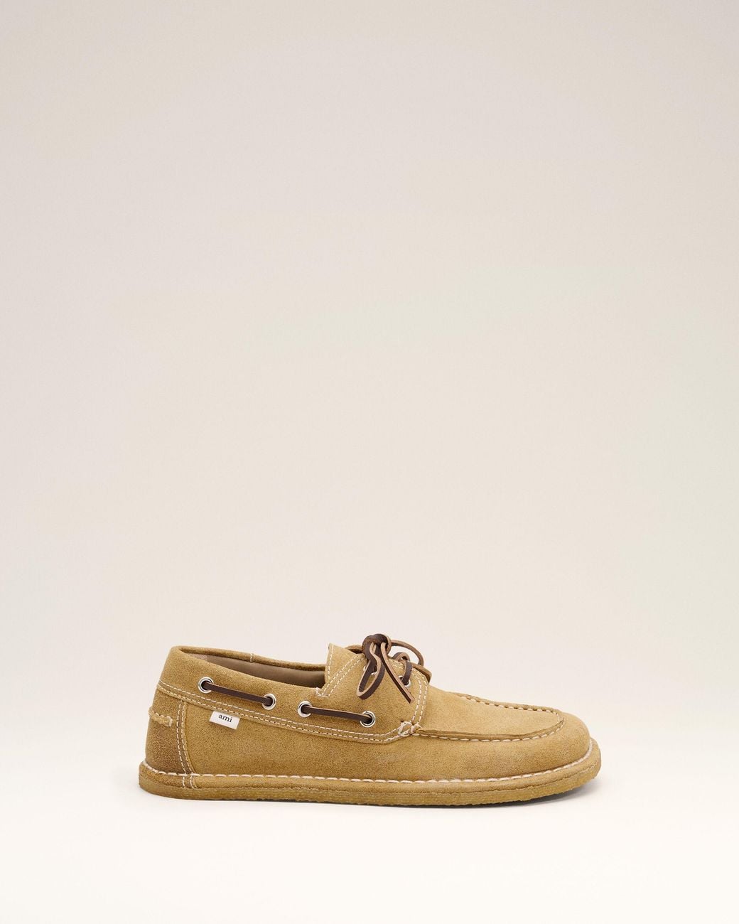 AMI Natural Cow Leather Boat Shoes