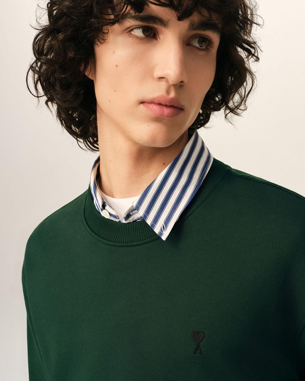 AMI Green Cotton Sweatshirt With Ami De Coeur for men