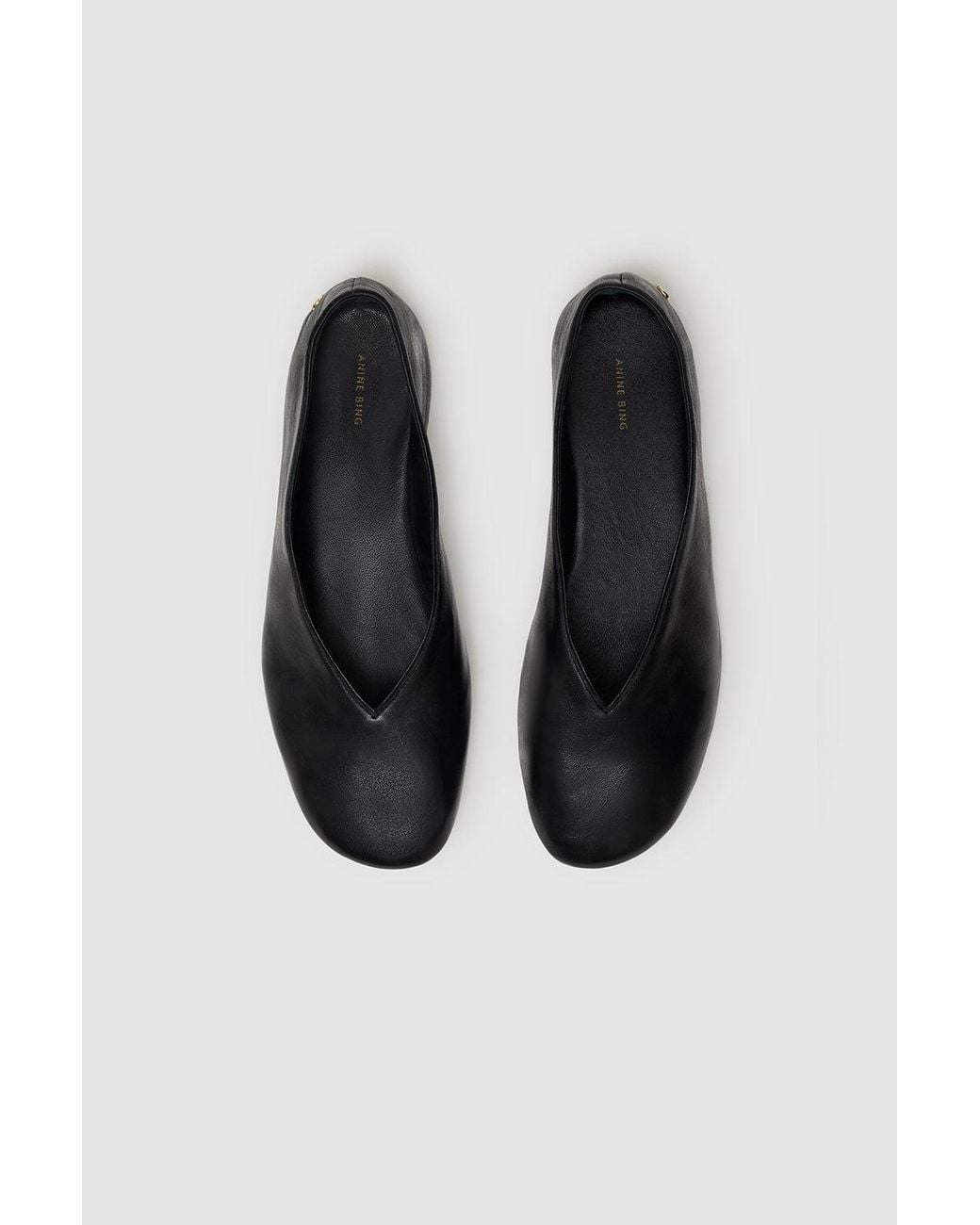 Anine Bing Black Ana Flats Smooth Leather