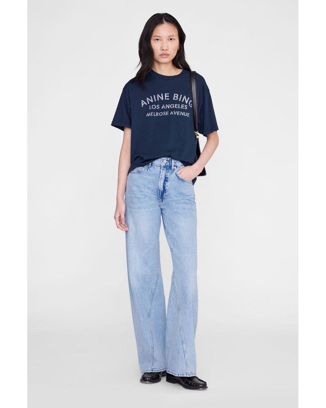 Anine Bing Blue Cade Melrose Stencil Tee