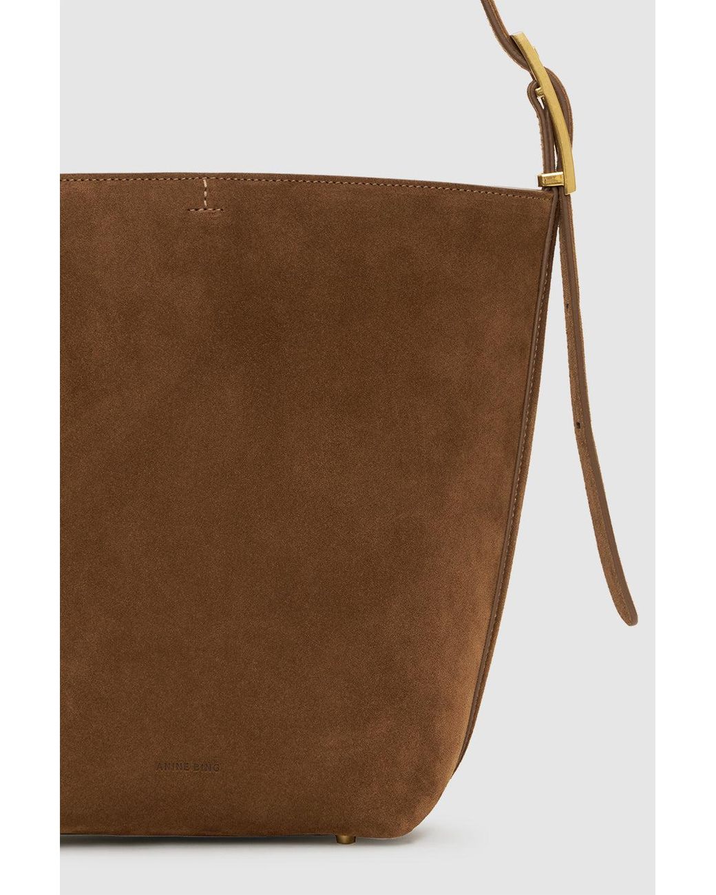 Anine Bing White Elly Medium Bucket Bag Suede
