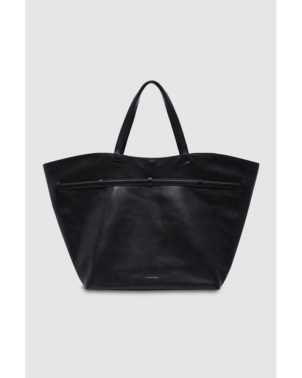 Anine Bing Black Elly Tote Grained Leather