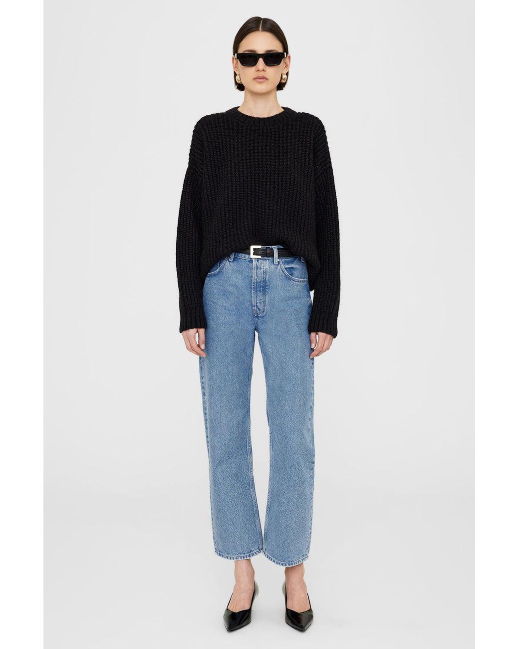 Anine Bing Black Sydney Crew Sweater