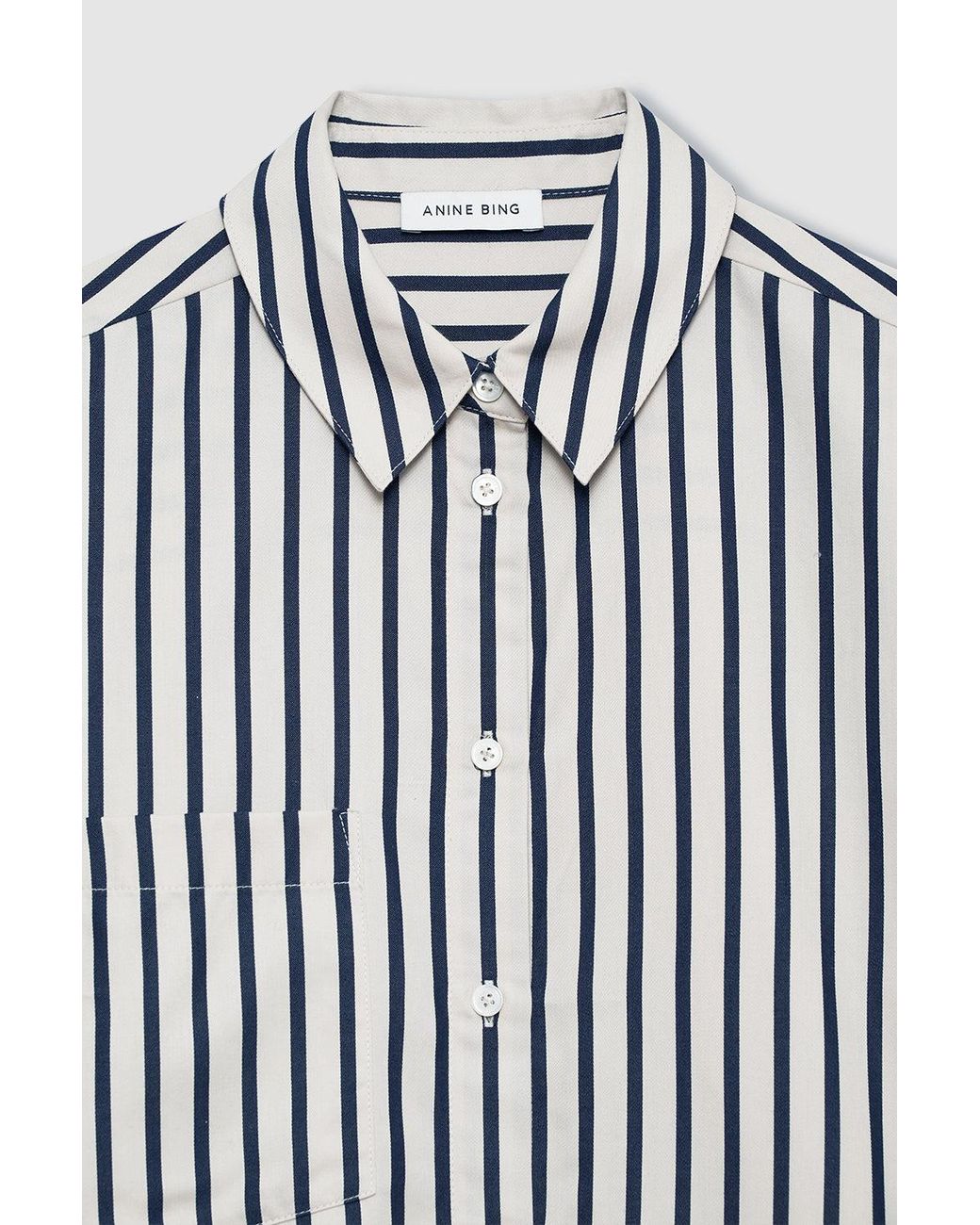 Anine Bing Blue Essie Cropped Shirt