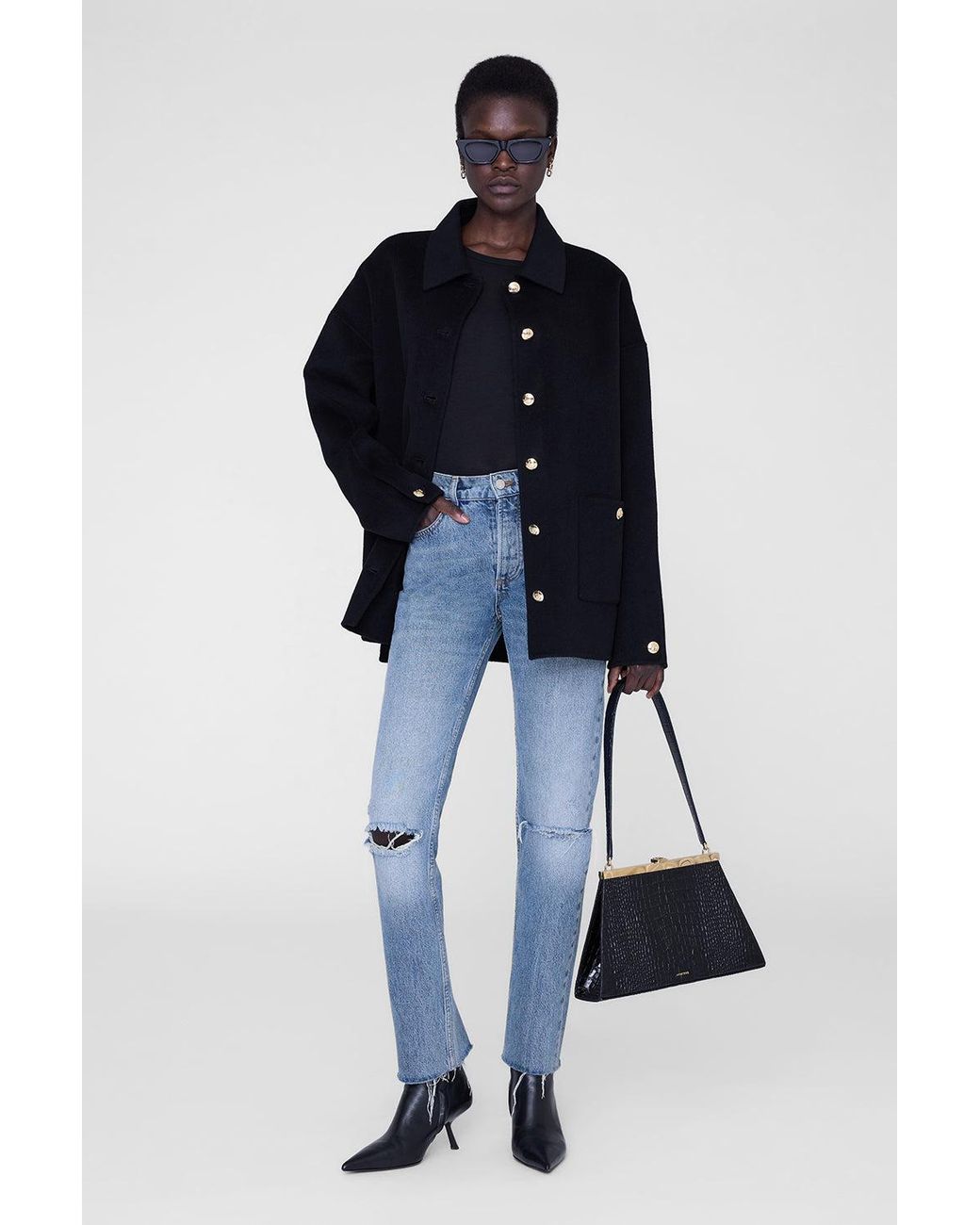 Anine Bing Blue Sylvie Long Sleeve Tee