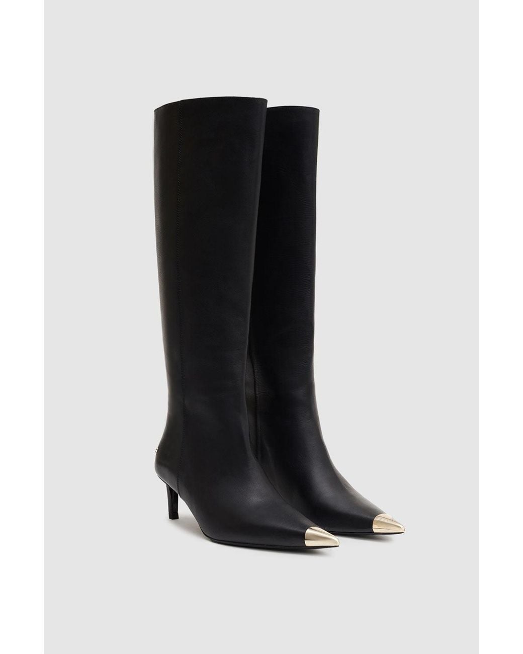Anine Bing Black Tall Nina Boots With Metal Toe Cap