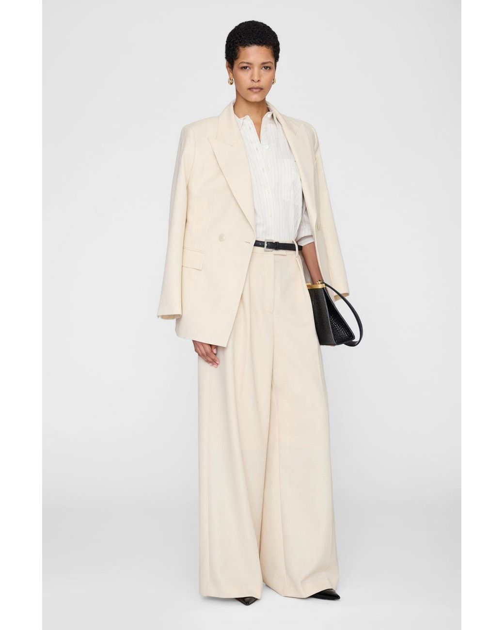 Anine Bing Natural Essie Cropped Shirt