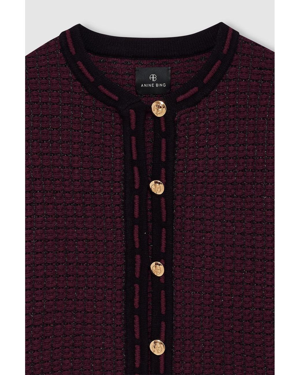 Anine Bing Red Nora Tweed Cardigan