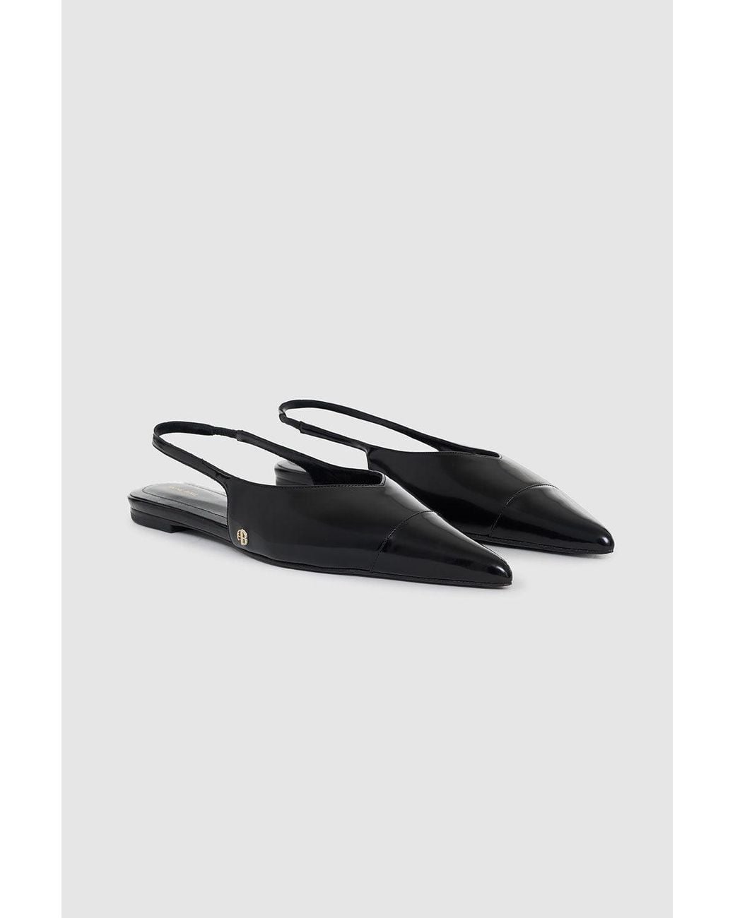 Anine Bing White Elena Slingback Flats