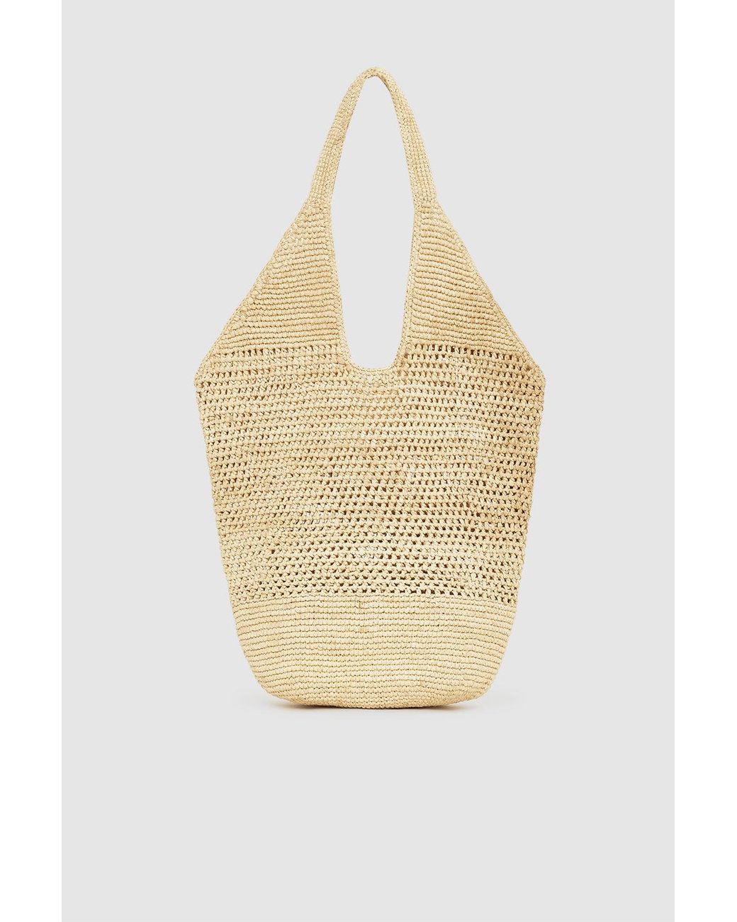 Anine Bing White Leah Logo Hobo Raffia