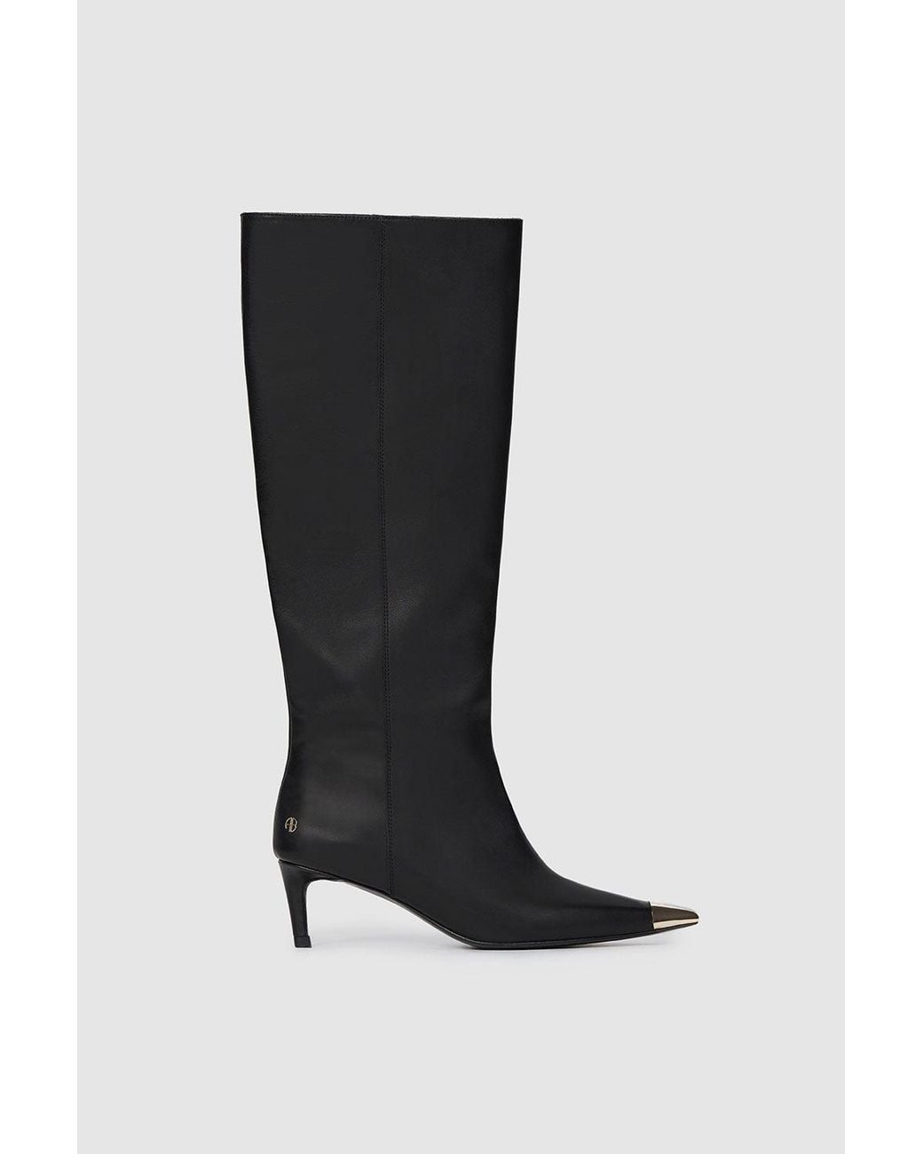 Anine Bing Black Tall Nina Boots With Metal Toe Cap