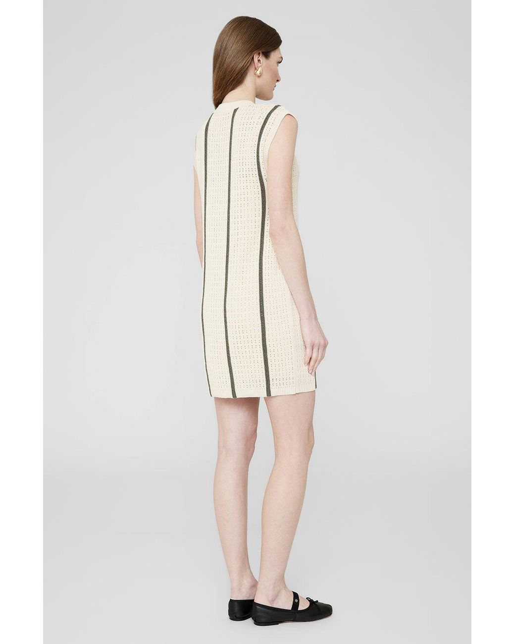Anine Bing Natural Lanie Knitted Stripe Dress