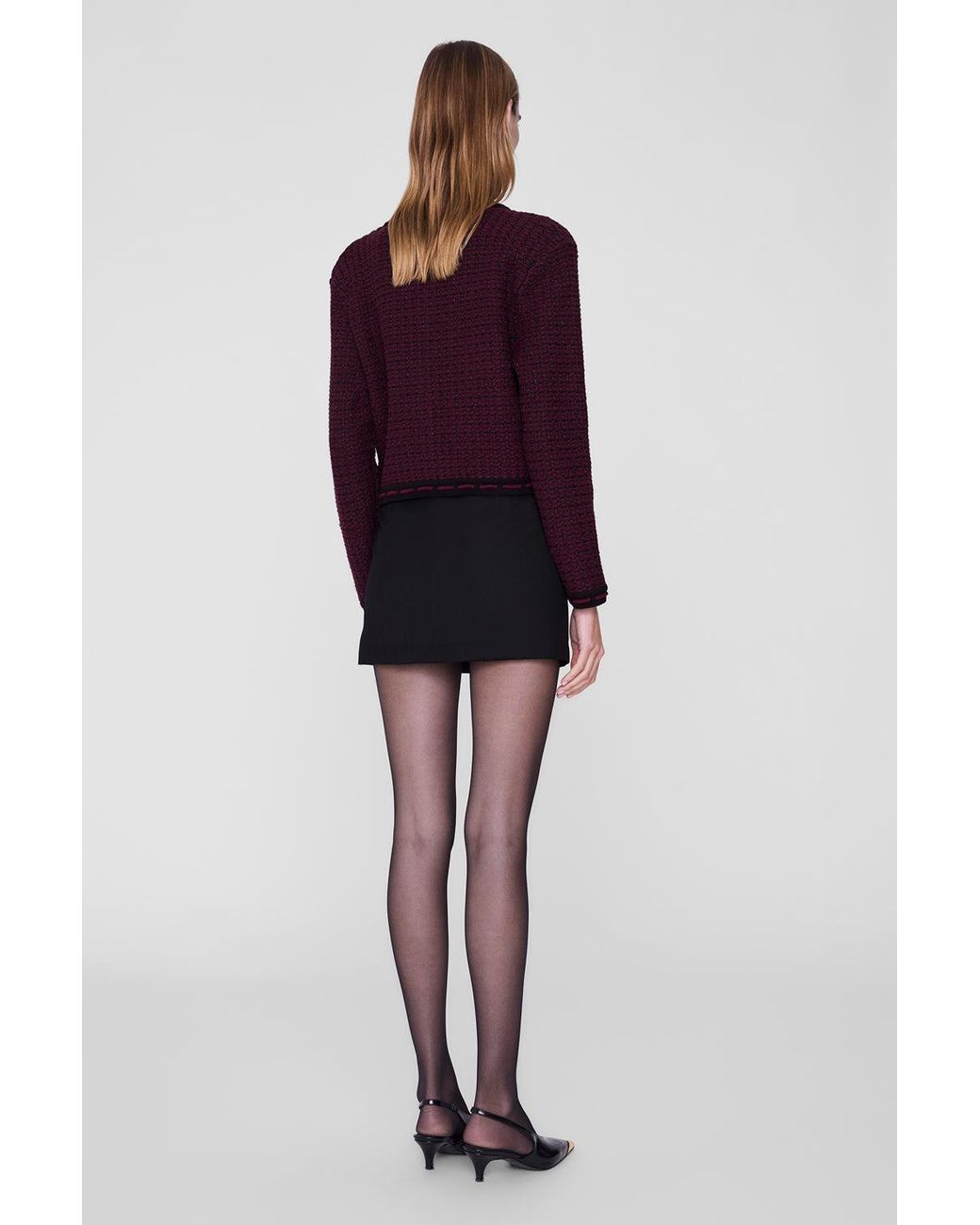 Anine Bing Red Nora Tweed Cardigan