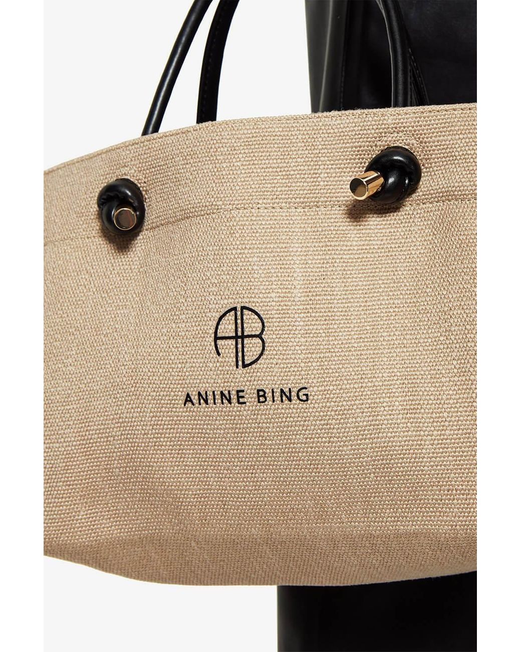 Anine Bing Leather-Trimmed Large Saffron Tote - Neutrals Totes, Handbags -  W6O30754