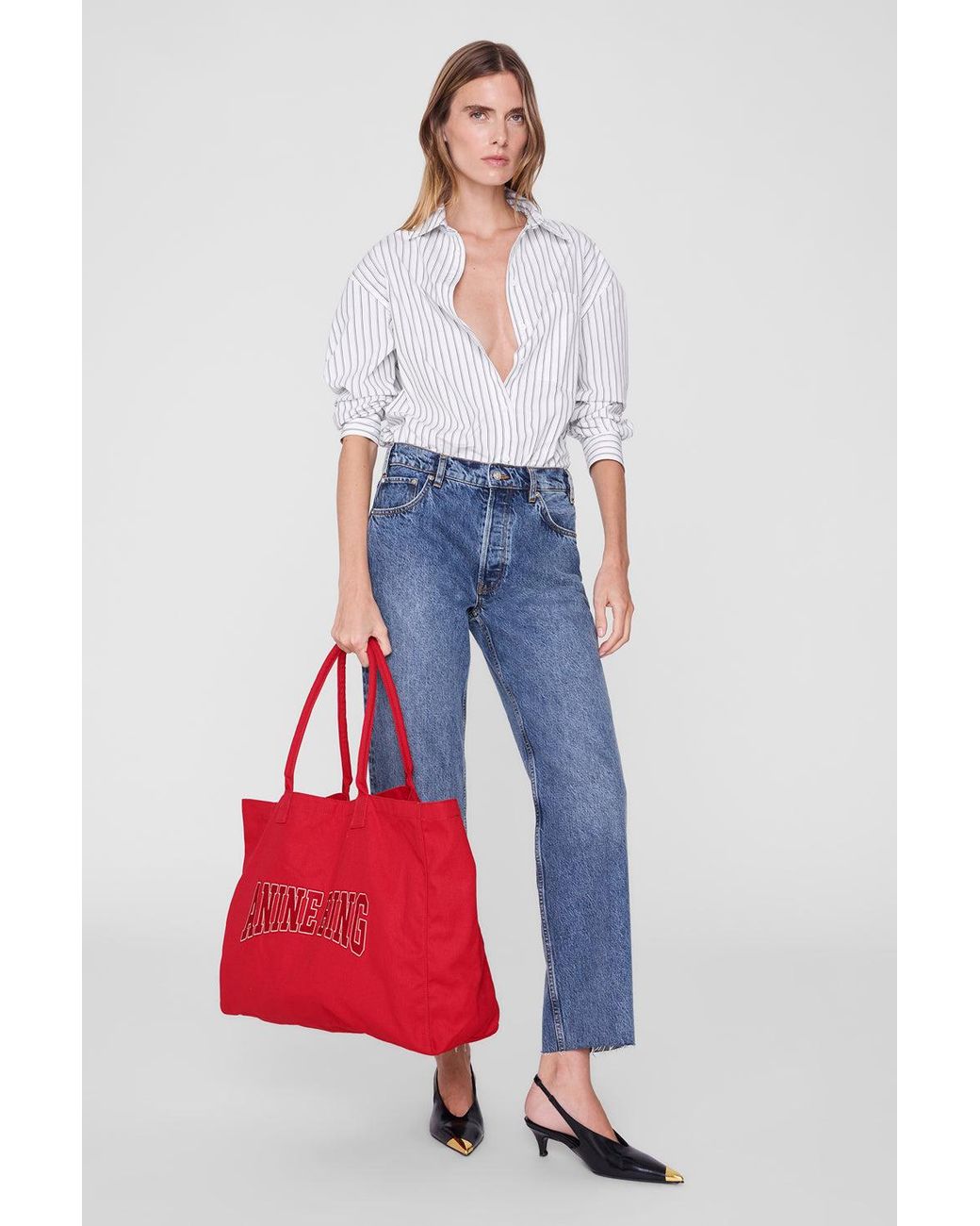 Anine Bing Red Leo Canvas Tote