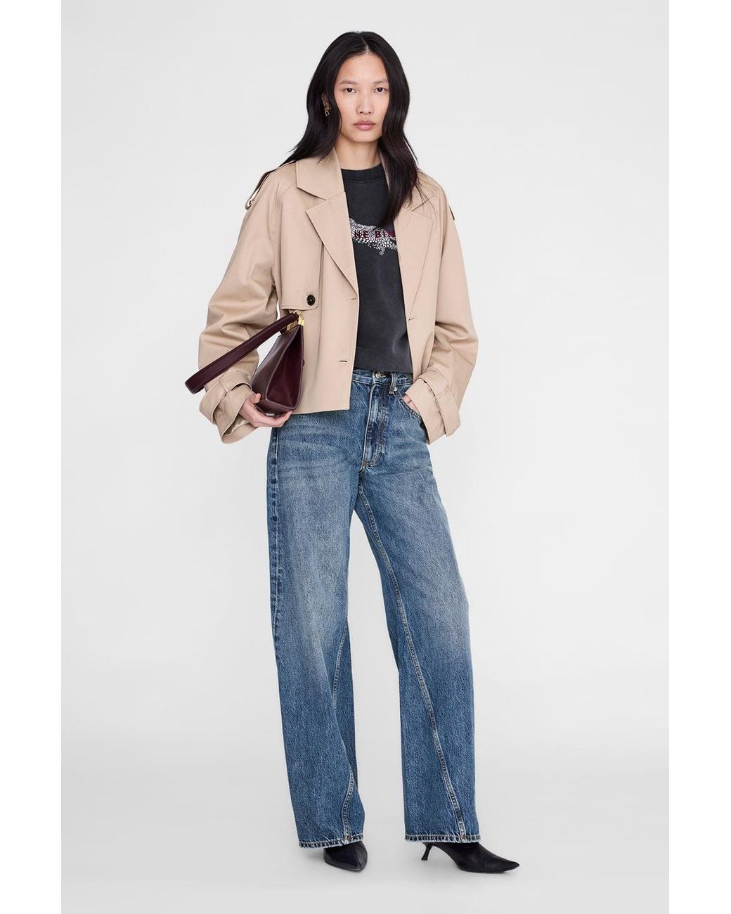 Anine Bing Blue Spencer Sweatshirt Leopard