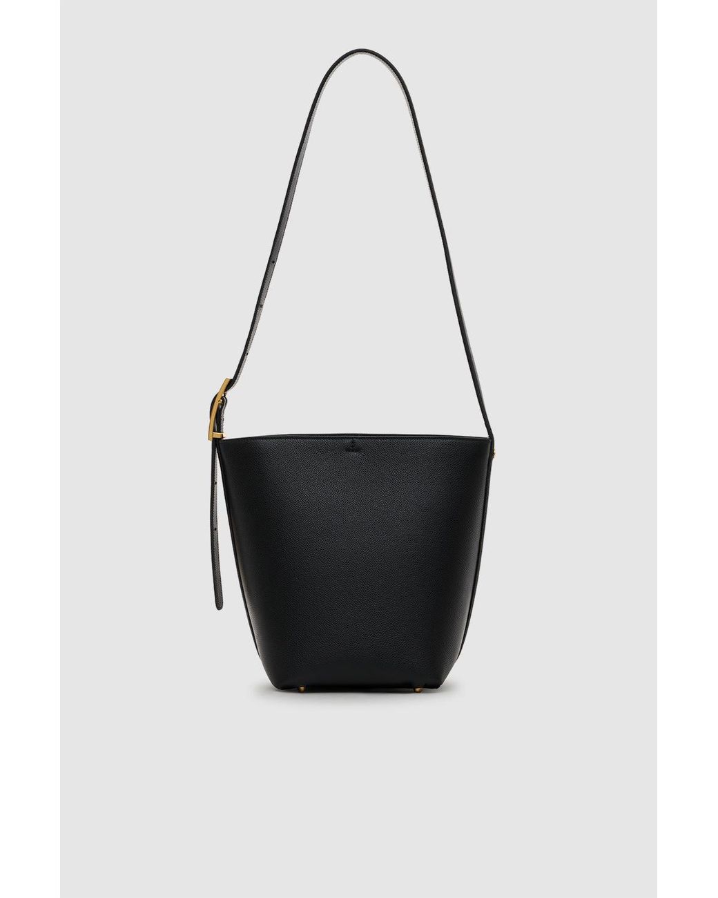Anine Bing Black Elly Medium Bucket Bag Grained Leather