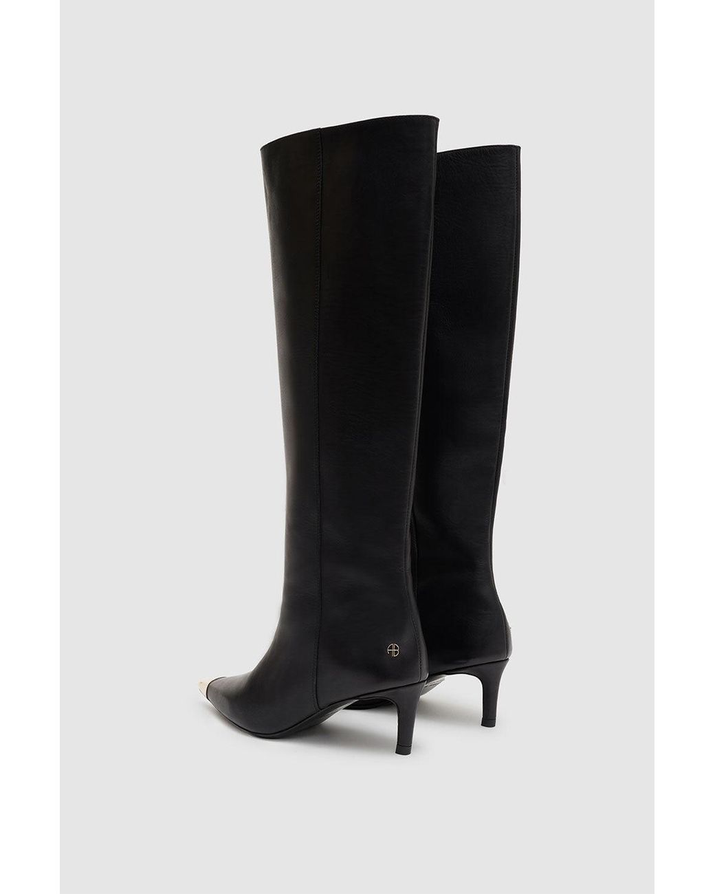 Anine Bing Black Tall Nina Boots With Metal Toe Cap