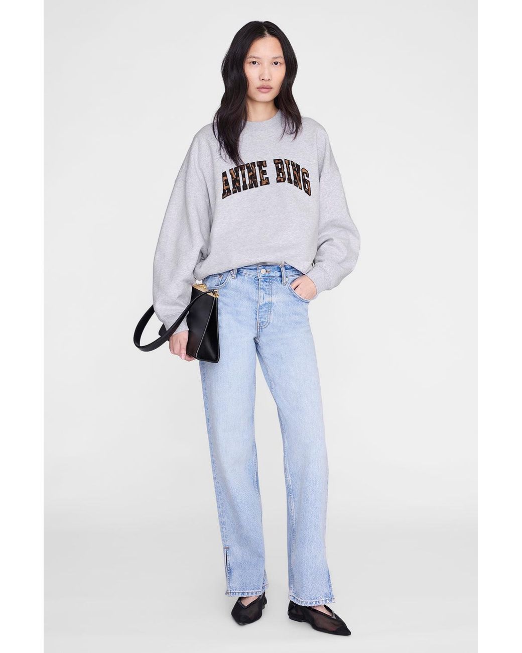 Anine Bing Blue Miles Sweatshirt Leopard