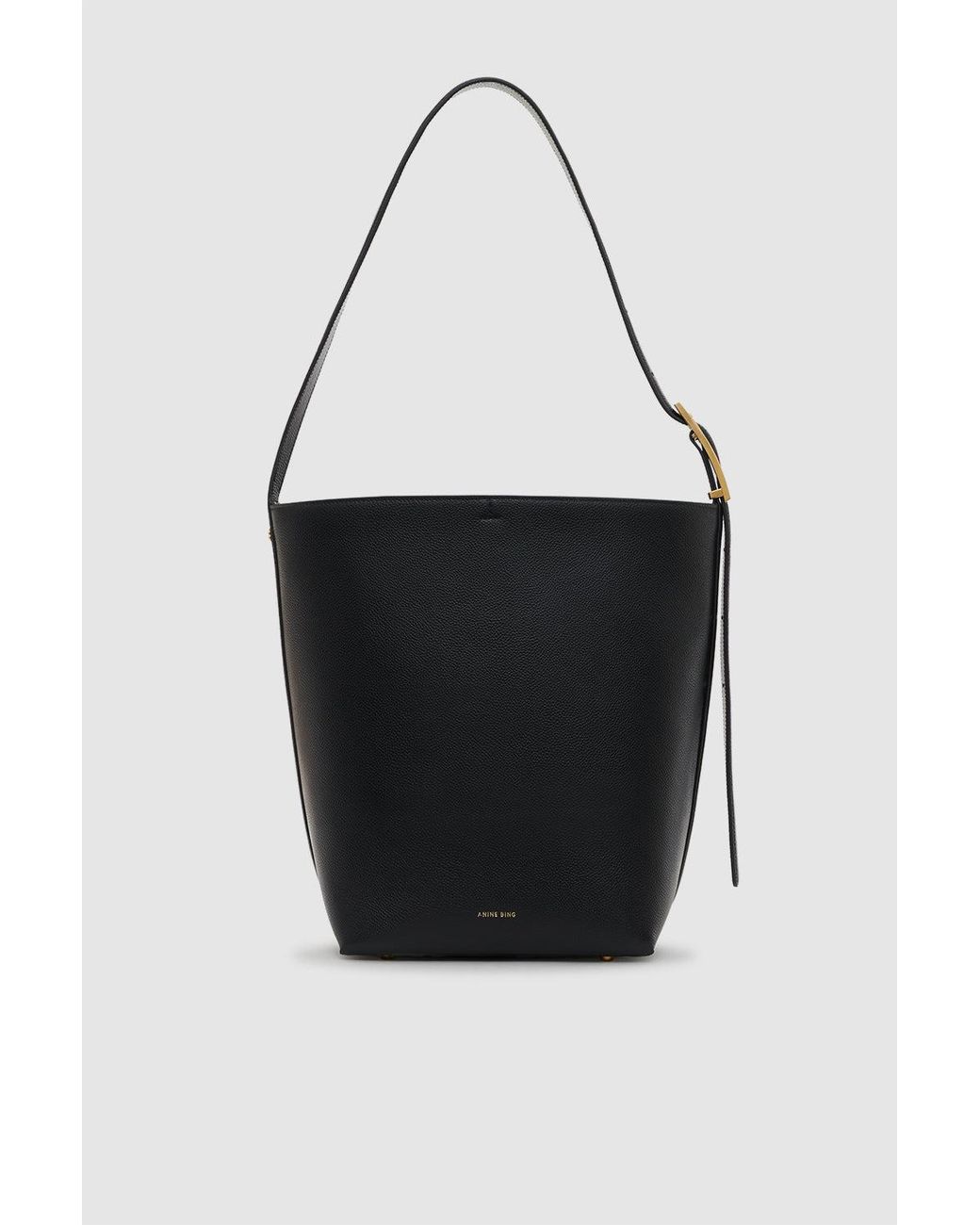 Anine Bing Black Elly Bucket Bag Grained Leather