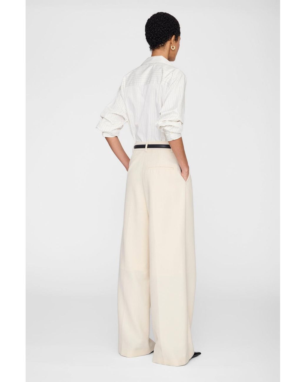 Anine Bing Natural Essie Cropped Shirt