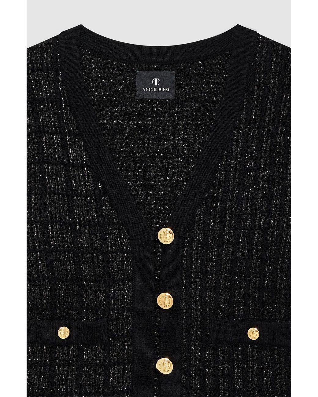 Anine Bing Blue Tessa Tweed Cardigan
