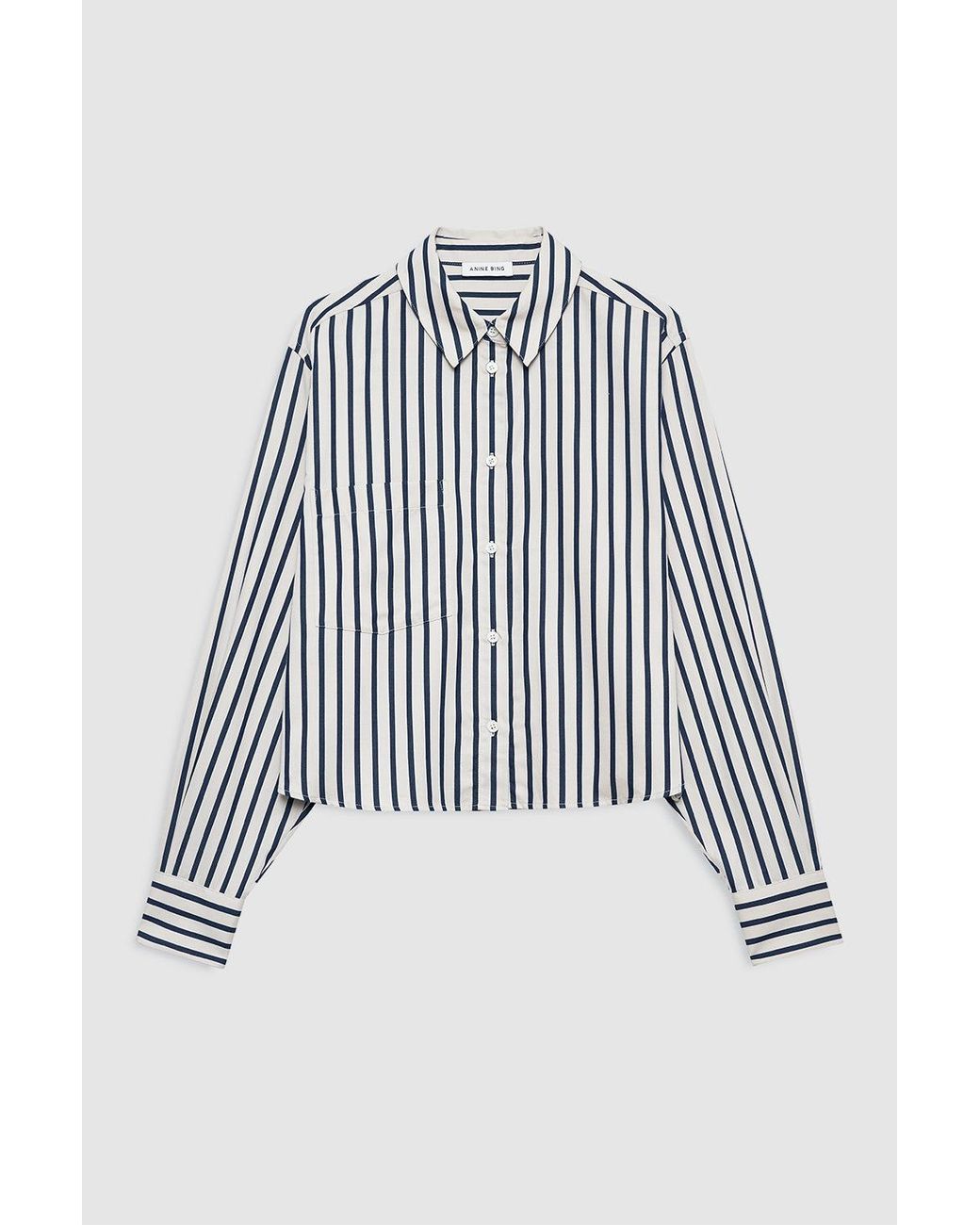 Anine Bing Blue Essie Cropped Shirt