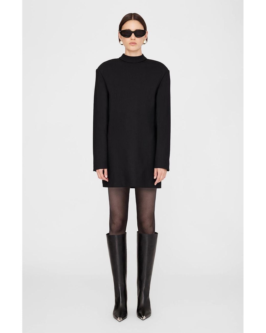 Anine Bing Black Tall Nina Boots With Metal Toe Cap