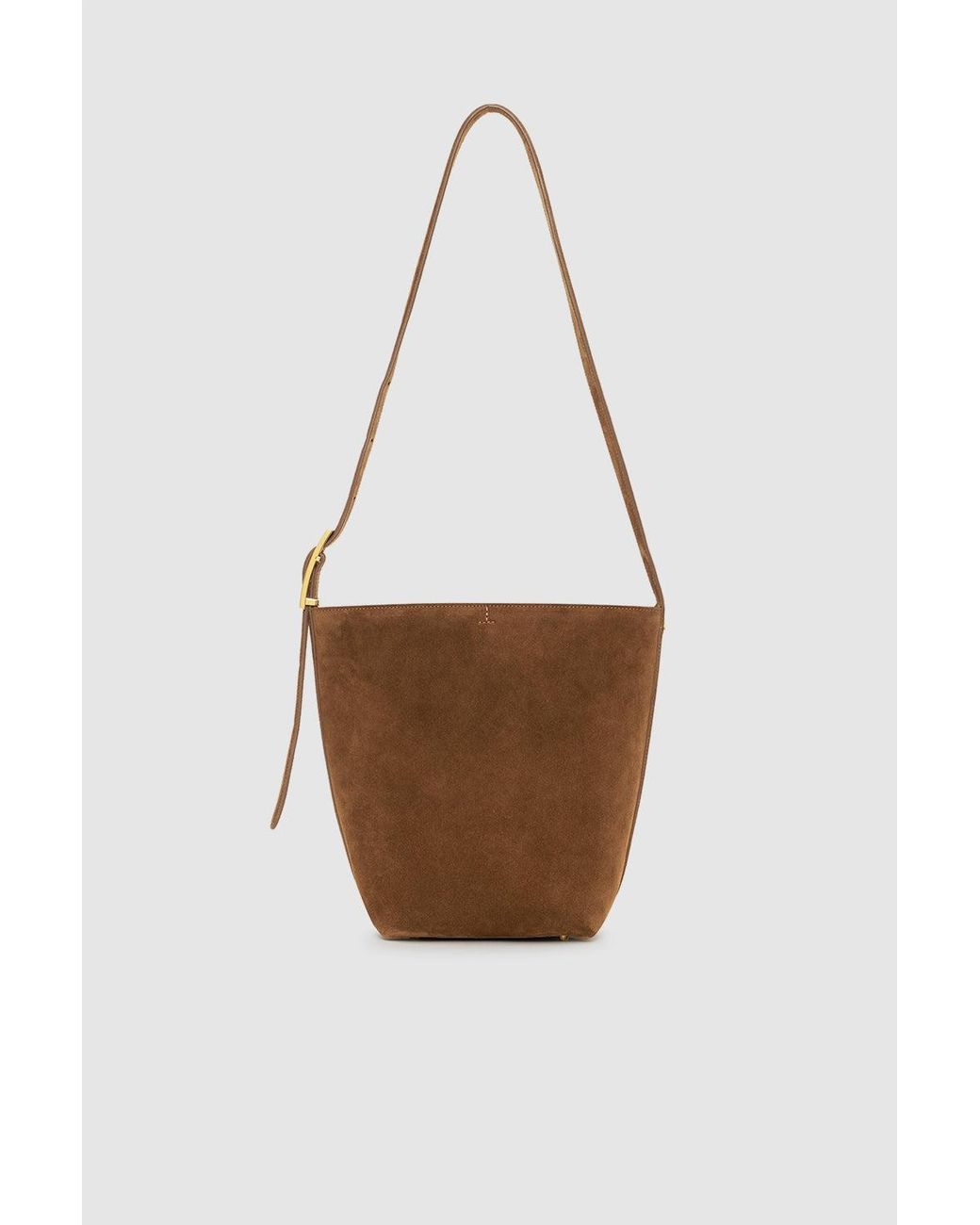 Anine Bing White Elly Medium Bucket Bag Suede