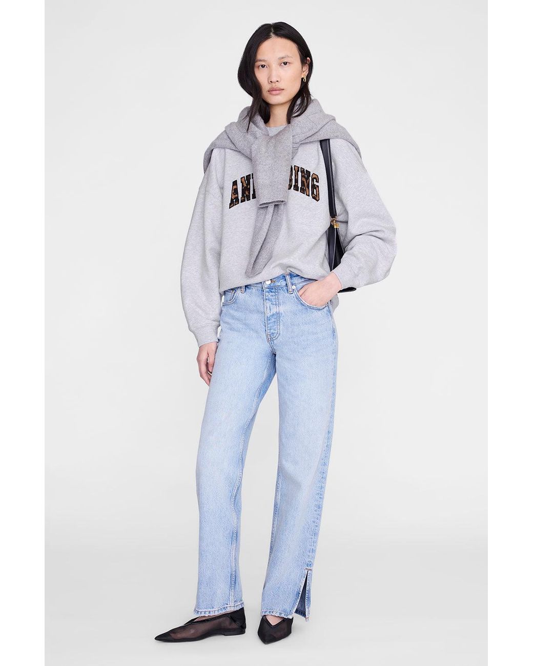 Anine Bing Blue Miles Sweatshirt Leopard