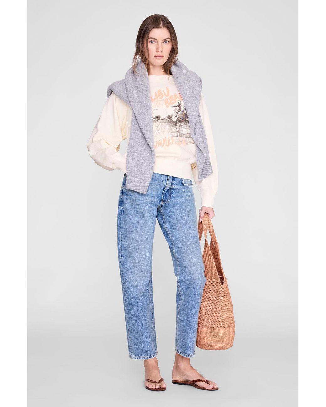 Anine Bing Blue Harry Shrunken Surfer Sweatshirt