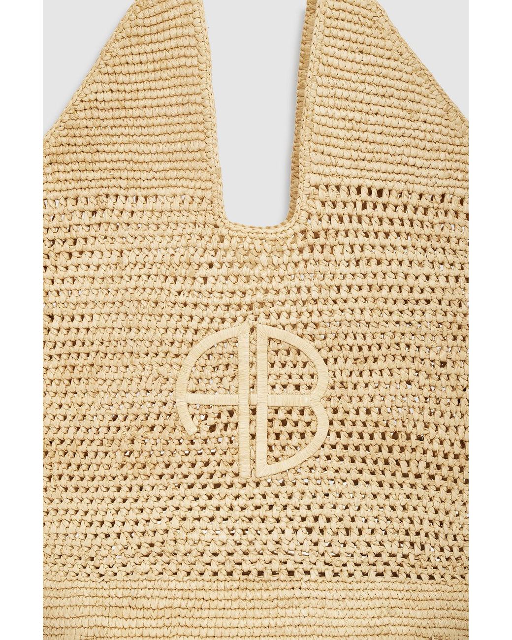 Anine Bing White Leah Logo Hobo Raffia