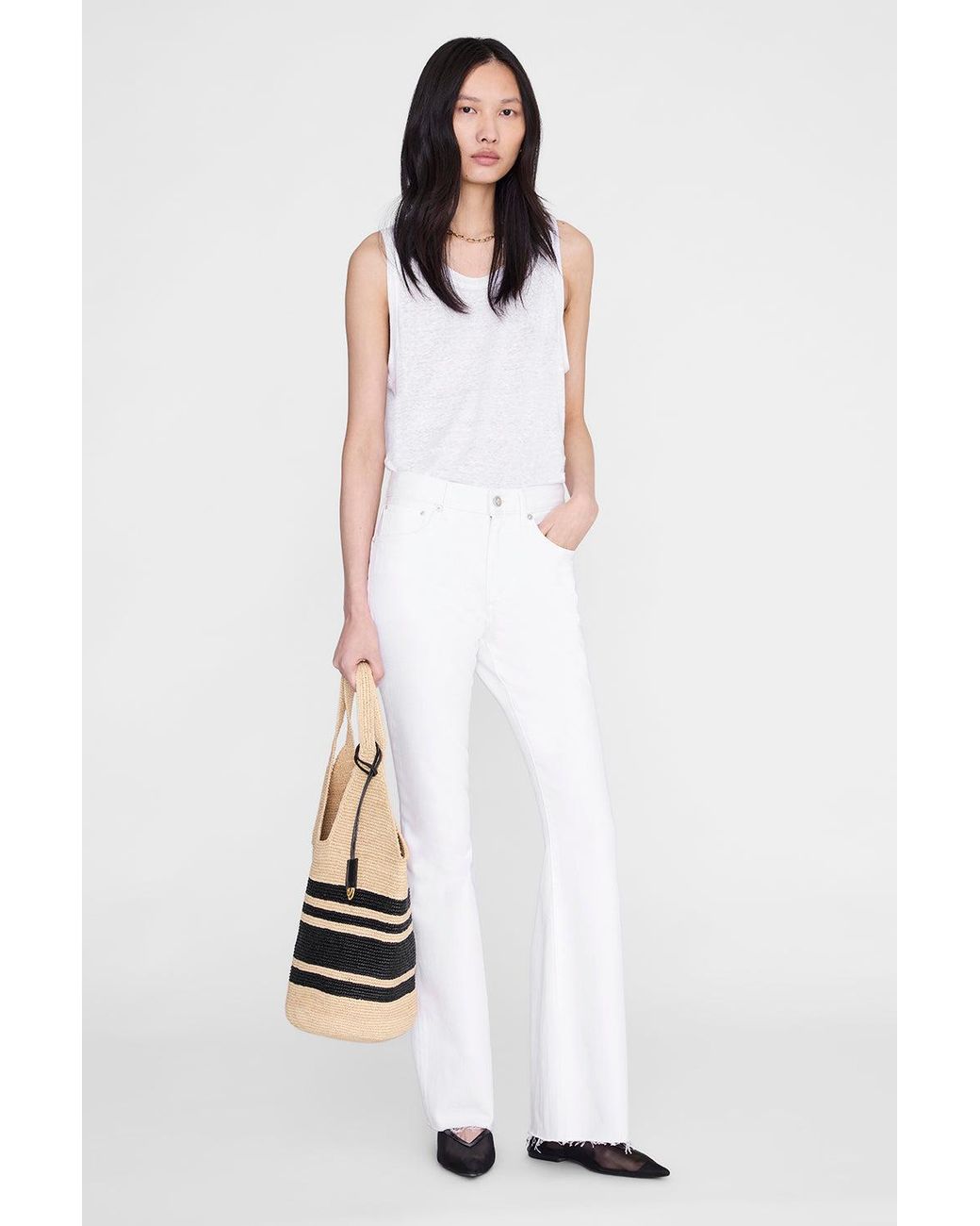 Anine Bing White Wyatt Jean 34"