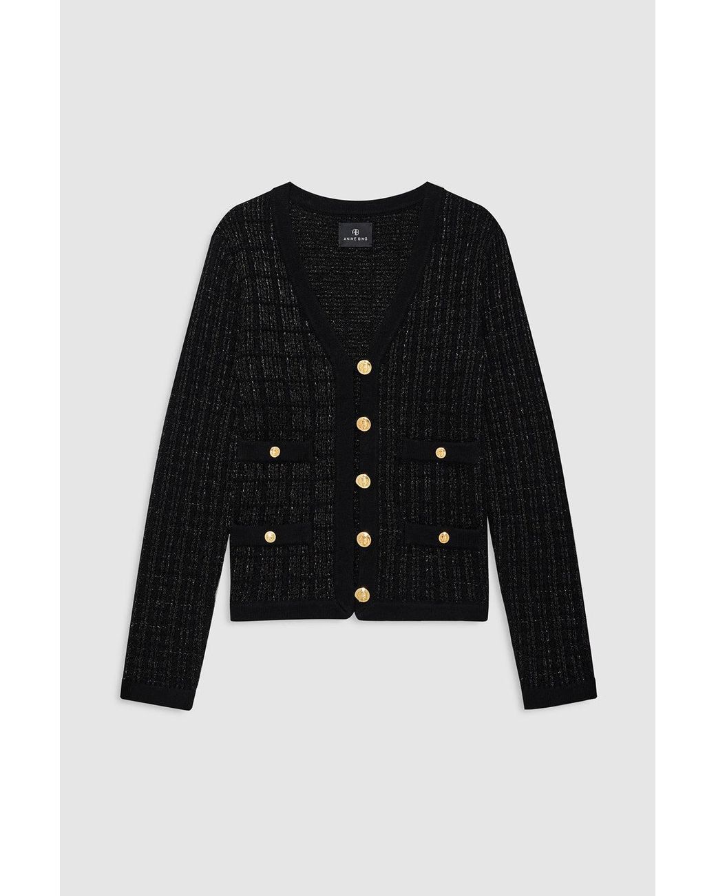 Anine Bing Blue Tessa Tweed Cardigan