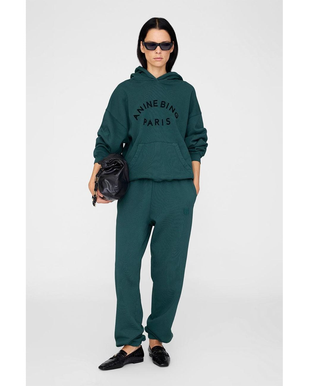 Anine Bing Green Karter Jogger Framed Monogram