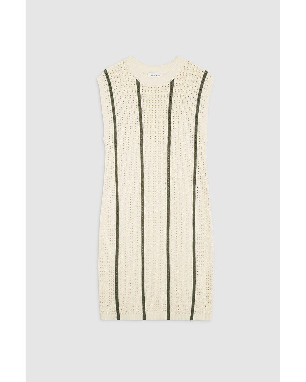 Anine Bing Natural Lanie Knitted Stripe Dress