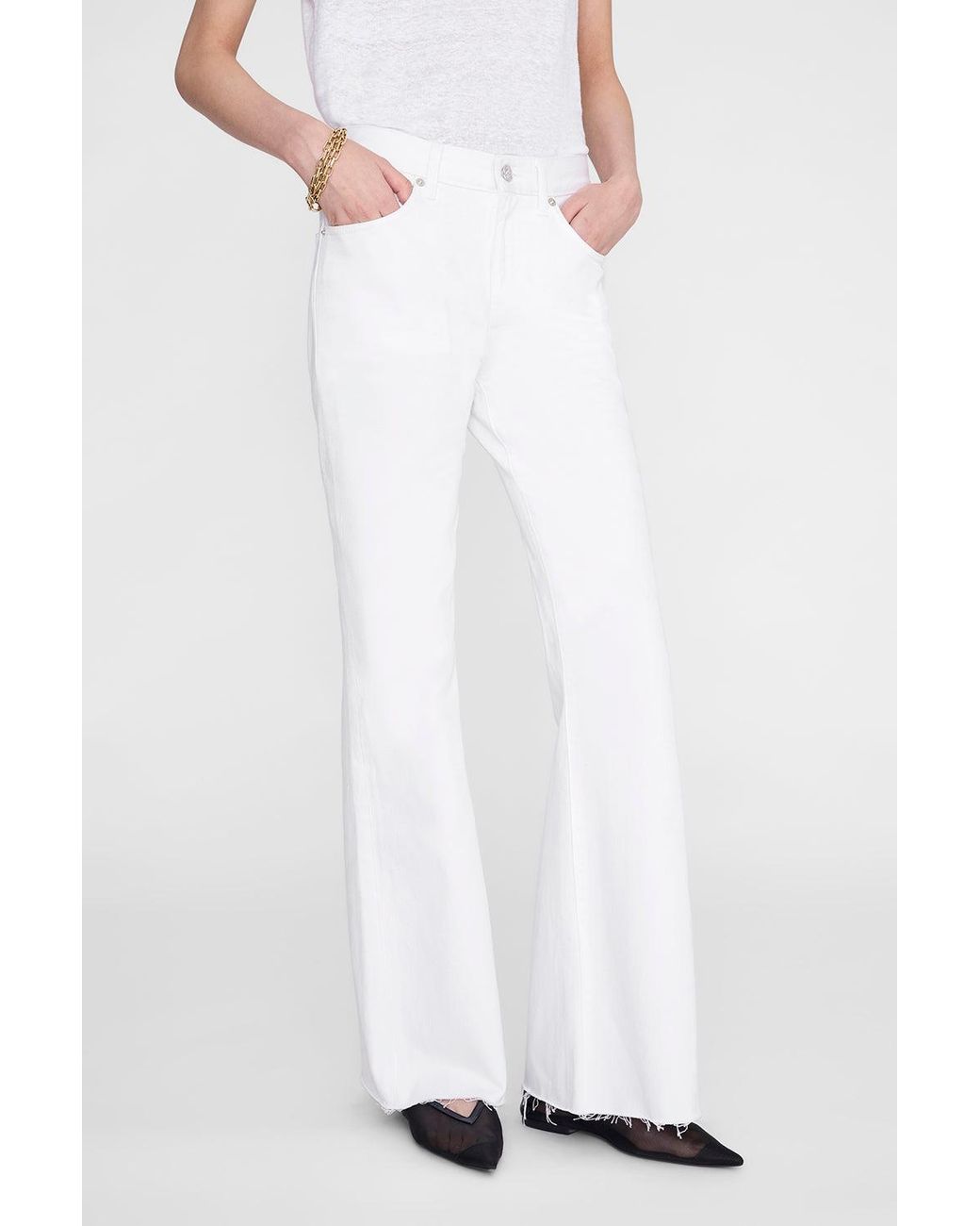 Anine Bing White Wyatt Jean 34"