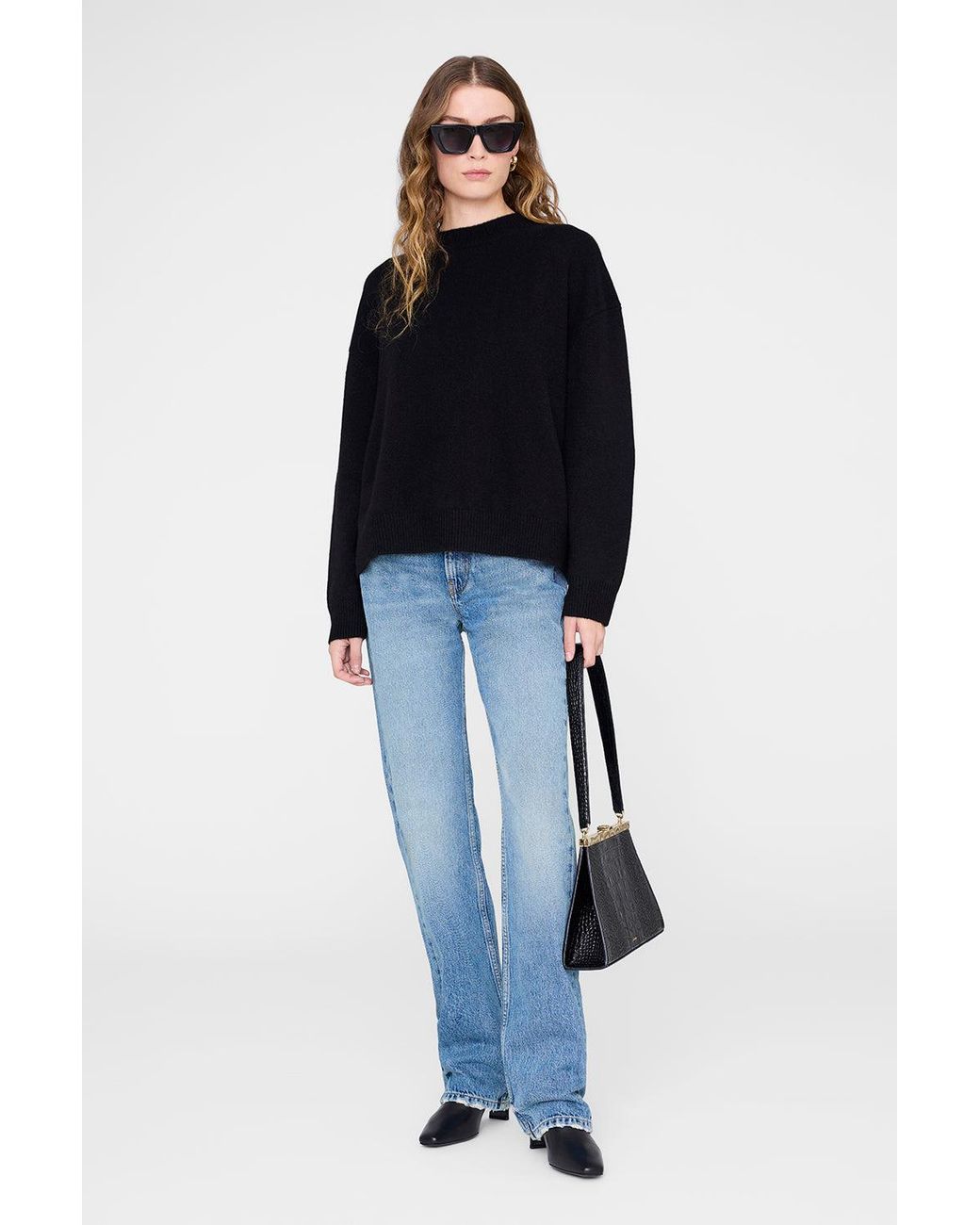 Anine Bing Blue Lee Crew Sweater