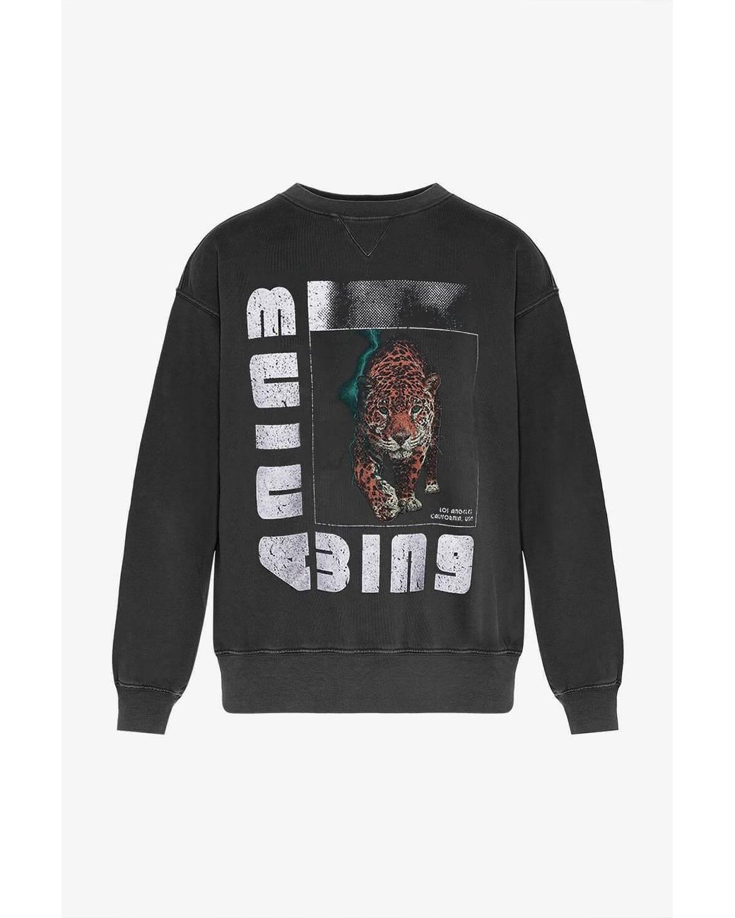 Anine Bing Wild Cat Graphic Sweatshirt in Black | Lyst