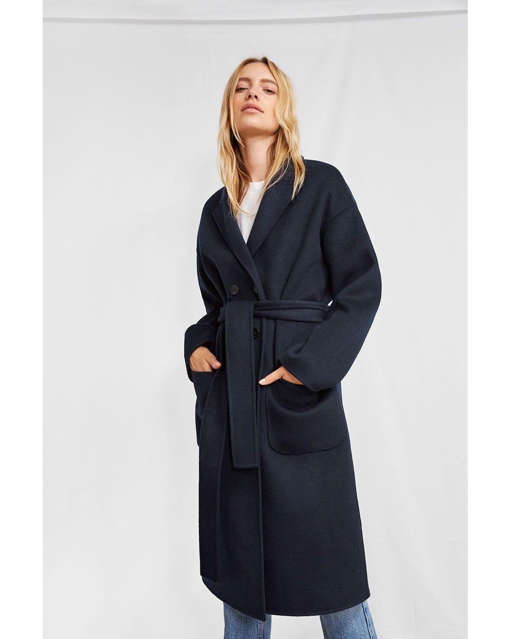 Anine Bing Dylan Wool Coat in Blue | Lyst