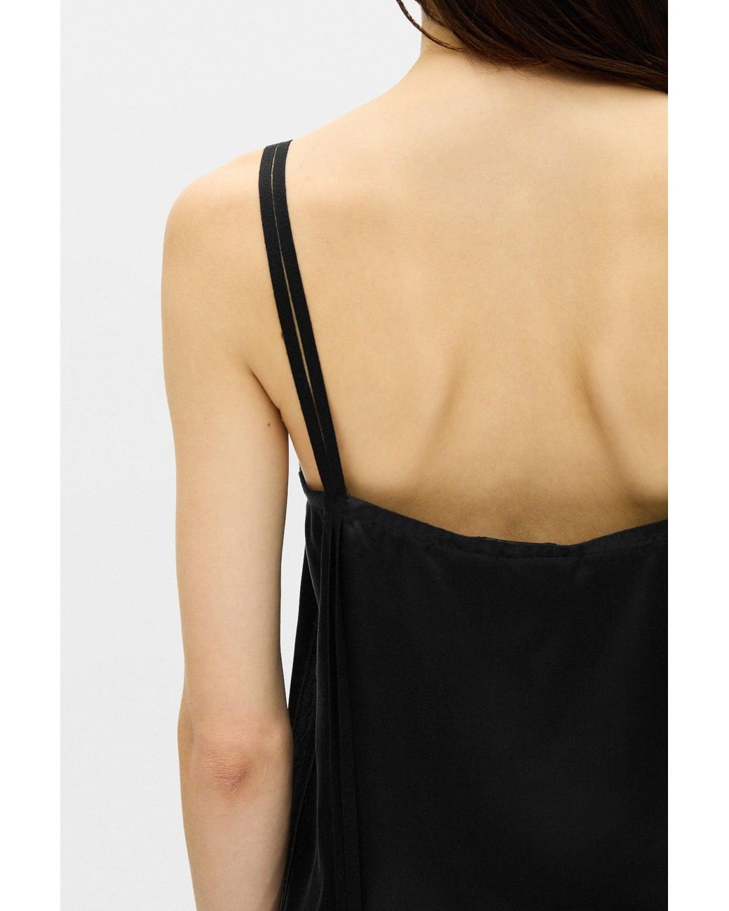 Ann Demeulemeester Black Iru Negligé Top With Long Ribbon