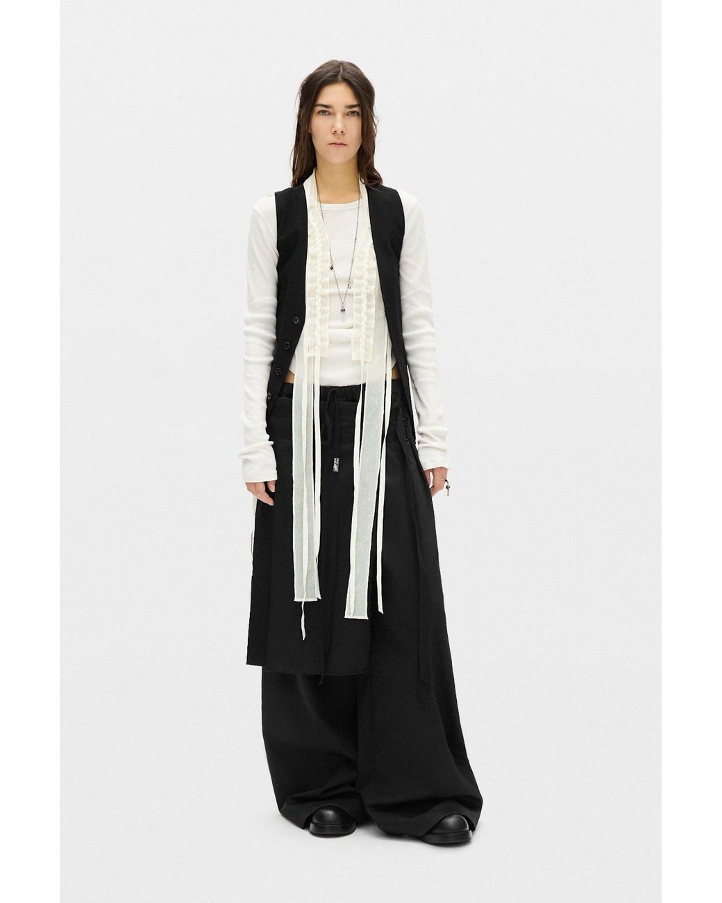 Ann Demeulemeester Natural Dot Wrinkled Cropped Top