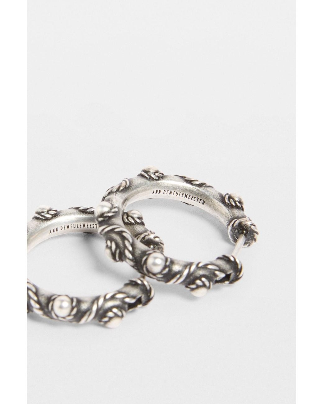 Ann Demeulemeester Natural Lone Grained Hoop Earrings