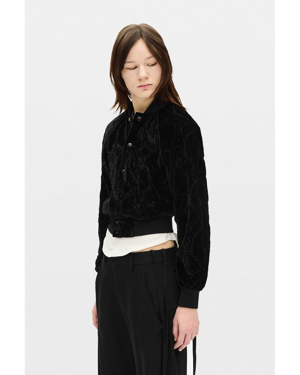 Ann Demeulemeester Black Arya Velvet Bomber Jacket