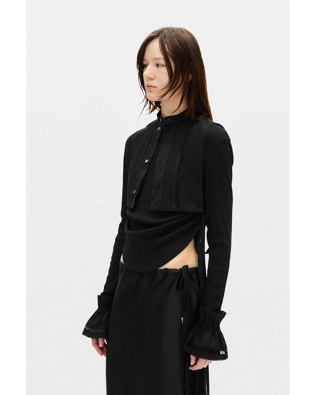 Ann Demeulemeester Black Suna Raw Edge Ruffled Cuffs