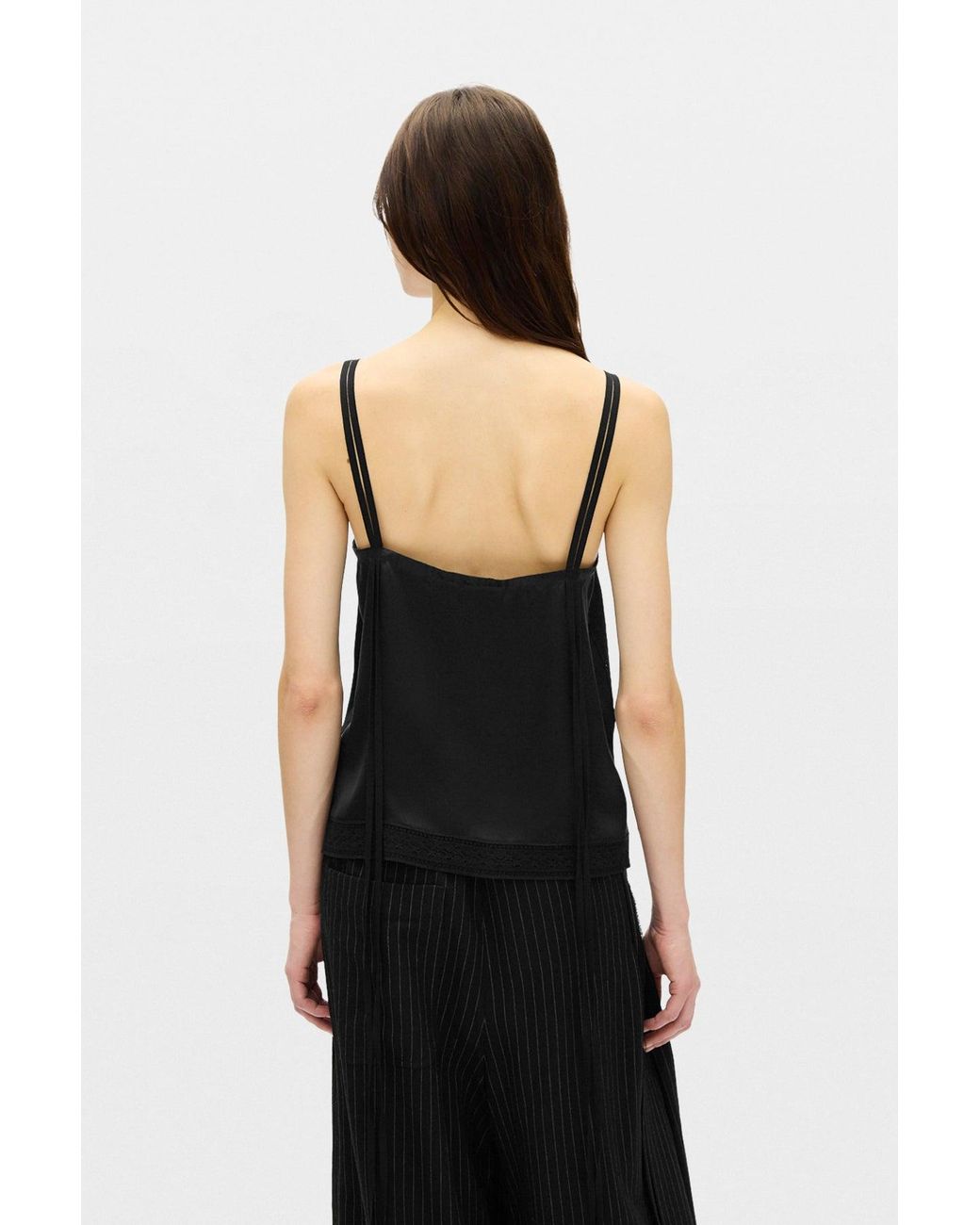 Ann Demeulemeester Black Iru Negligé Top With Long Ribbon