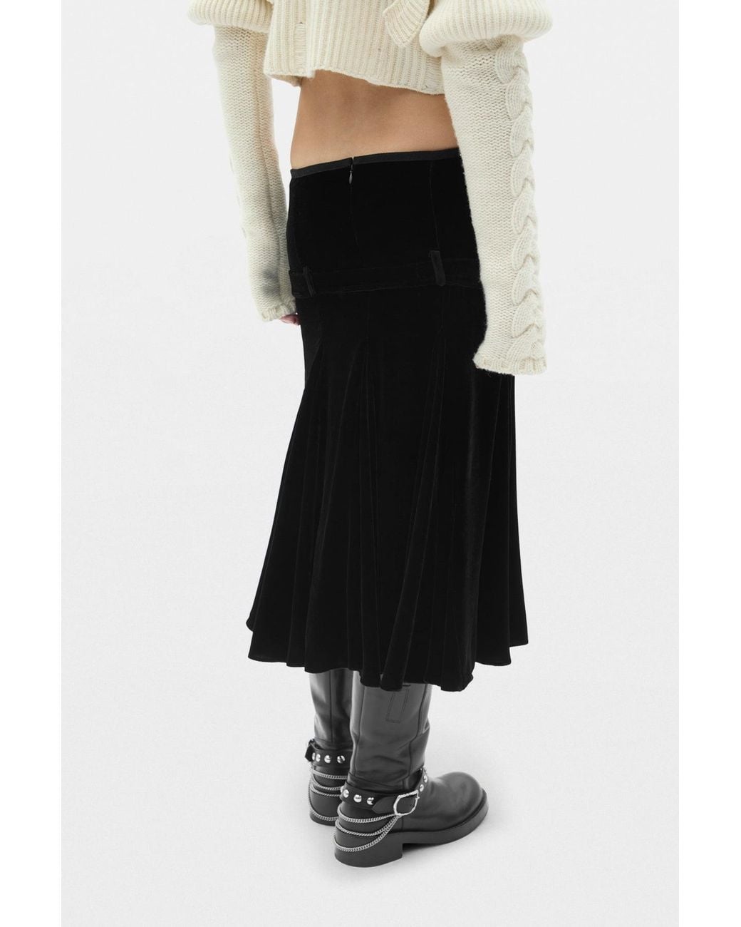 Ann Demeulemeester Black Helma Knee Lenght Handkerchief Skirt With Belt